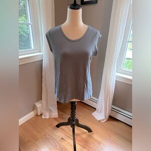 Loft Outlet, peplum back shirt- bluish gray